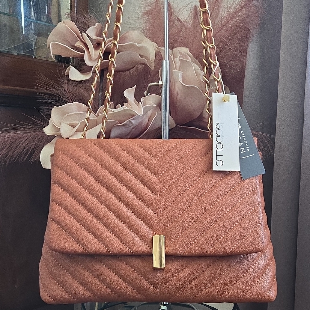 Isabelle Quilted Shoulder Bag in Terracotta